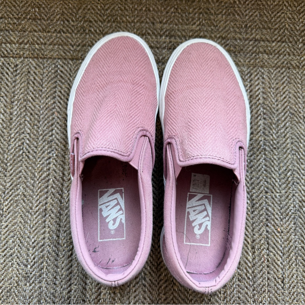 Vans Pink Herringbone Slip-On Sneakers
